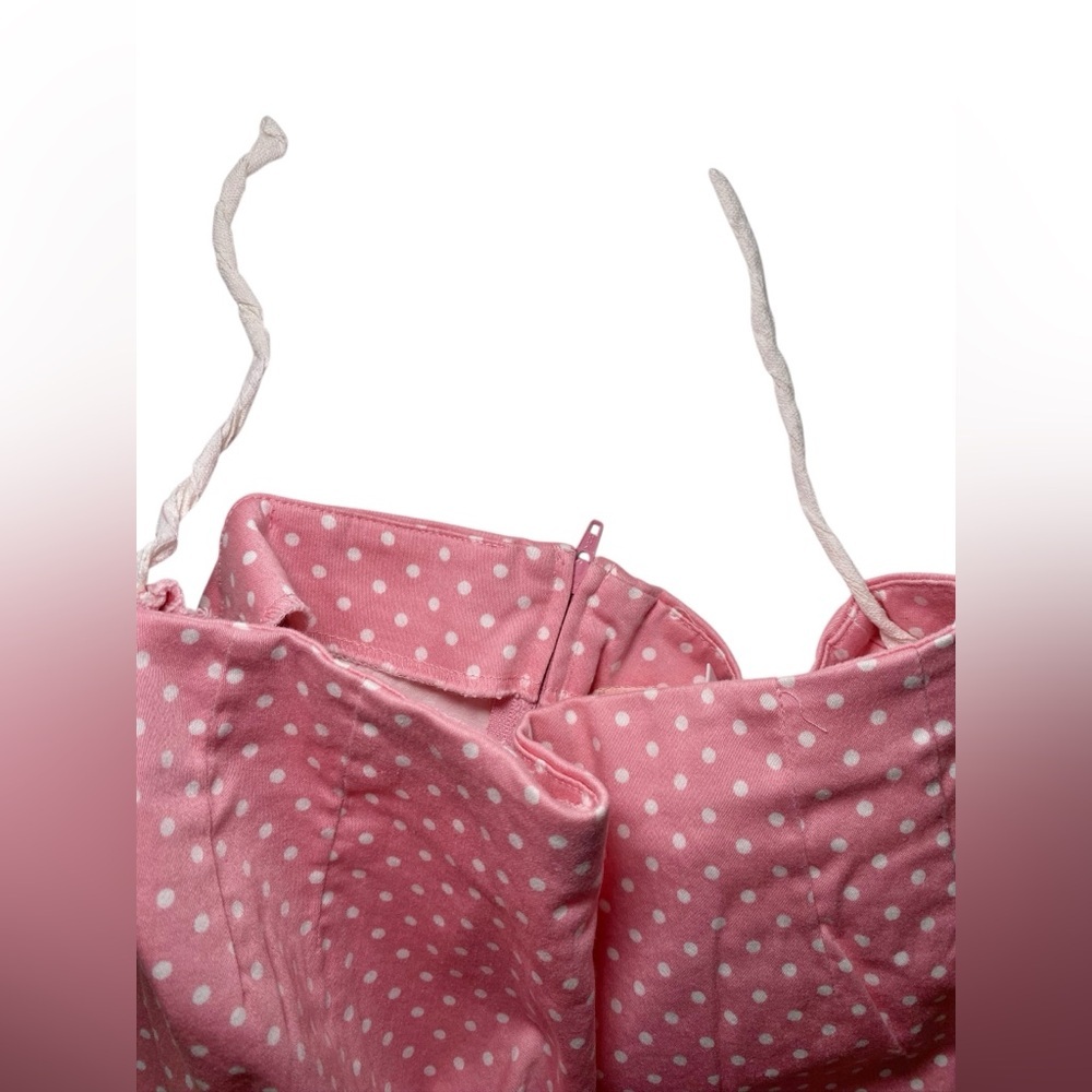 Retro Pink & White Polka Dot High-Waisted Pencil Skirt | Y2K Barbiecore Pin-Up - Picture 15 of 15